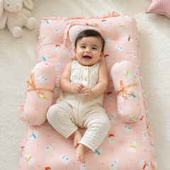 4 Pcs Muslin Bedding Set for 0 to 6 Months - Peach Bear
