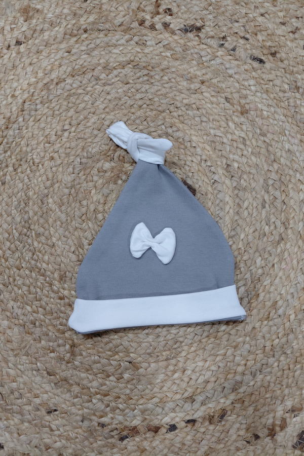 Grey Knotted Baby Cap
