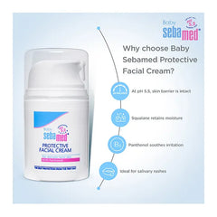 Sebamed Baby  Protective Facial Cream|pH 5.5|Baby Face Cream|Vitamin E for Soft Skin|Ideal for salivary rashes|50ml