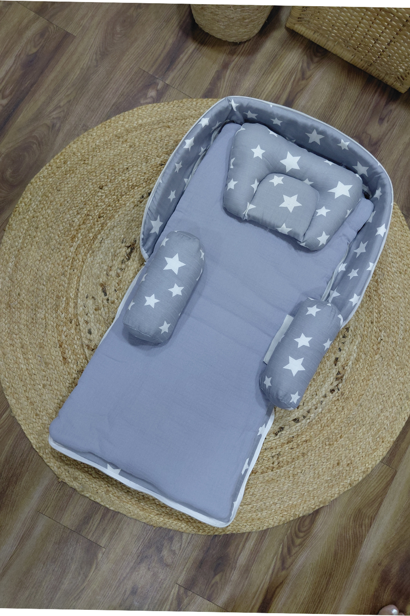 Born Star Grey 5 Pc Bed in a Bag Set for Infants
