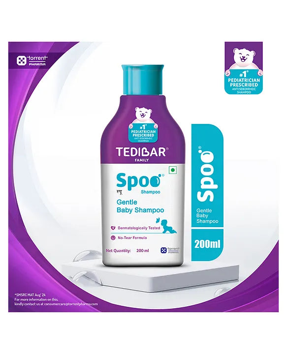 Torrent Pharma Spoo gentle baby shampoo 200ml No Tears  Gentle on Scalp  No. 1 Pediatrician Prescribed Anti Seborrheic Shampoo- By