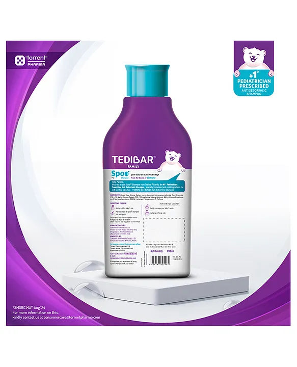 Torrent Pharma Spoo gentle baby shampoo 200ml No Tears  Gentle on Scalp  No. 1 Pediatrician Prescribed Anti Seborrheic Shampoo- By