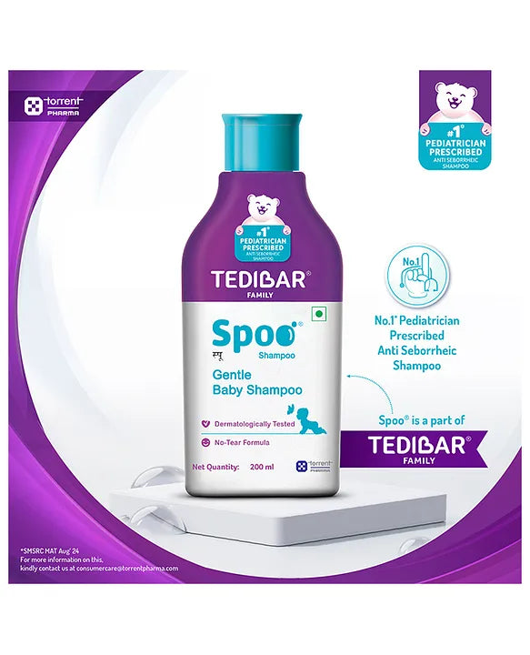 Torrent Pharma Spoo gentle baby shampoo 200ml No Tears  Gentle on Scalp  No. 1 Pediatrician Prescribed Anti Seborrheic Shampoo- By