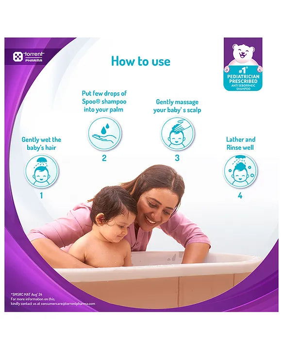 Torrent Pharma Spoo gentle baby shampoo 200ml No Tears  Gentle on Scalp  No. 1 Pediatrician Prescribed Anti Seborrheic Shampoo- By