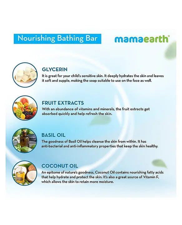Mamaearth Baby Mama Earth Nourishing Bathing Bar Pack of 5  75 Grams Each