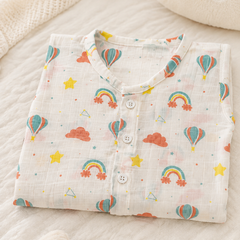 1 Pc Sleeveless 90 GSM Checkered Muslin Jhabla Vest - Balloons