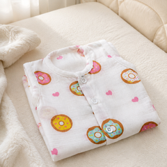 1 Pc Sleeveless 90 GSM Checkered Muslin Jhabla Vest - Donuts