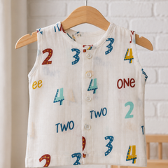 1 Pc Sleeveless 90 GSM Checkered Muslin Jhabla Vest - Numero