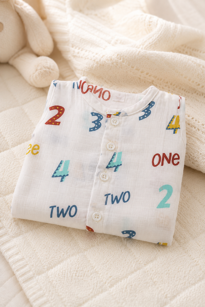 1 Pc Sleeveless 90 GSM Checkered Muslin Jhabla Vest - Numero