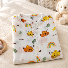 1 Pc Sleeveless 90 GSM Checkered Muslin Jhabla Vest - Orange Koala