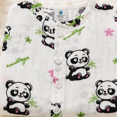 1 Pc Sleeveless 90 GSM Checkered Muslin Jhabla Vest - Panda