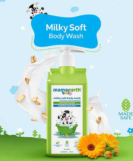 Mama Earth Baby Milky Soft Body Wash & Baby Shampoo - 400 ml each