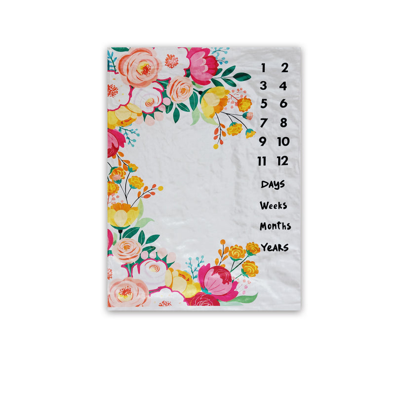 Bed of Roses- Milestone Blanket Quilt with 6 Milestone Cards and Markers