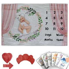 Curtain Raiser - Milestone Blanket Quilt with 6 Milestone Cards and Markers