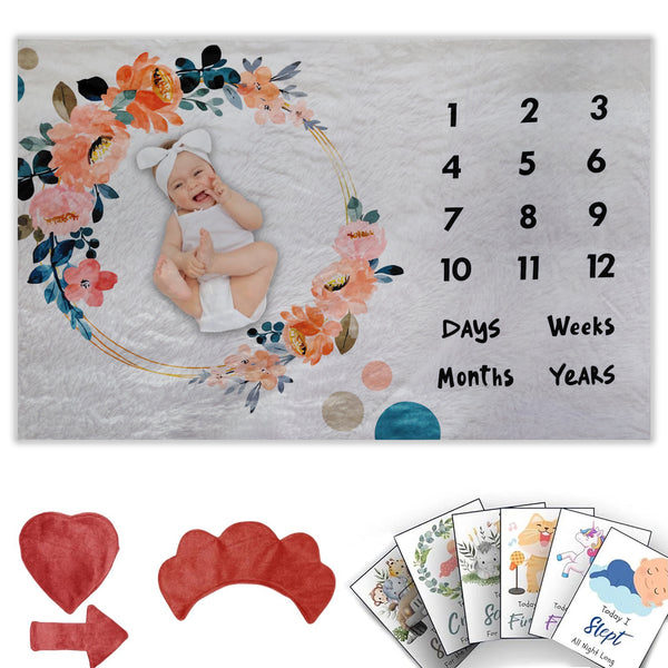 Zesty Wreath - Milestone Blanket Quilt with 6 Milestone Cards and Markers