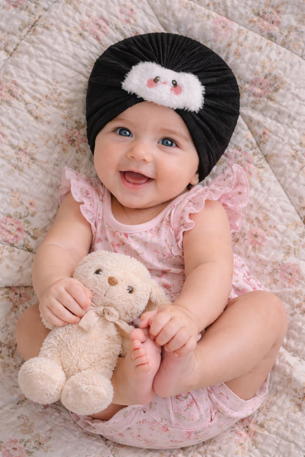 Kradyl Kroft Baby Girl Turban Cap | Stretchy Fabric | Good Fit - Black
