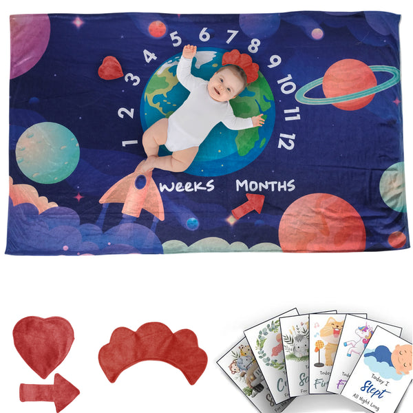 Astro - Milestone Blanket Quilt with 6 Milestone Cards and Markers