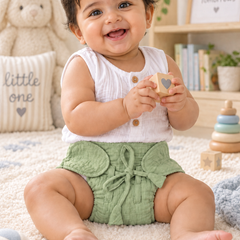 Earth Green Langot - 5 Layer Padded Muslin Baby Langots |Reusable| for Diaper Free Time