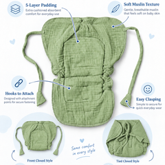 Earth Green Langot - 5 Layer Padded Muslin Baby Langots |Reusable| for Diaper Free Time