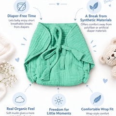 Mint Green Langot - 5 Layer Padded Muslin Baby Langots |Reusable| for Diaper Free Time