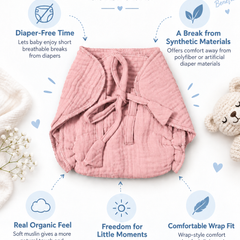 Pink Langot - 5 Layer Padded Muslin Baby Langots |Reusable| for Diaper Free Time