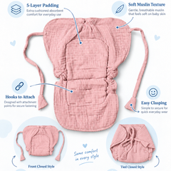 Pink Langot - 5 Layer Padded Muslin Baby Langots |Reusable| for Diaper Free Time
