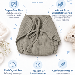 Earth Brown Langot - 5 Layer Padded Muslin Baby Langots |Reusable| for Diaper Free Time
