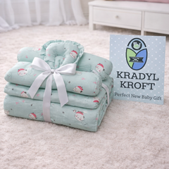 4 Pcs Muslin Bedding Set for 0 to 6 Months - Baby in Blue