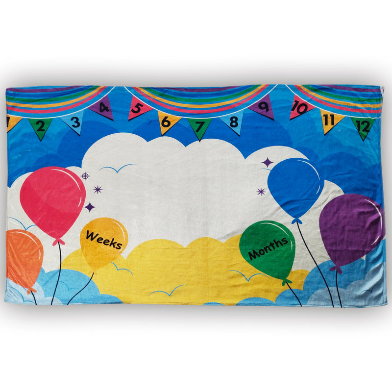 Balloon - Milestone Blanket Quilt with 6 Milestone Cards and Markers