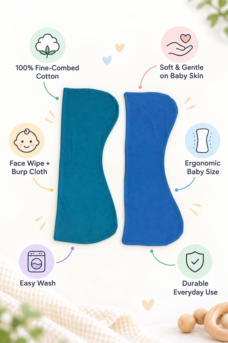 Kradyl Kroft Baby Face Cloth| Baby Burp Napkins I Pack of 2