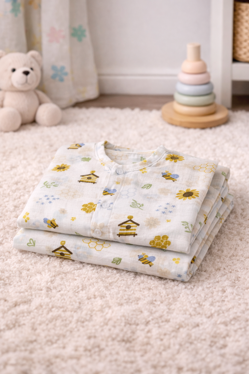 Too Bee | Checkered Muslin | Soft Unisex Muslin Set for New Born to 6 Years