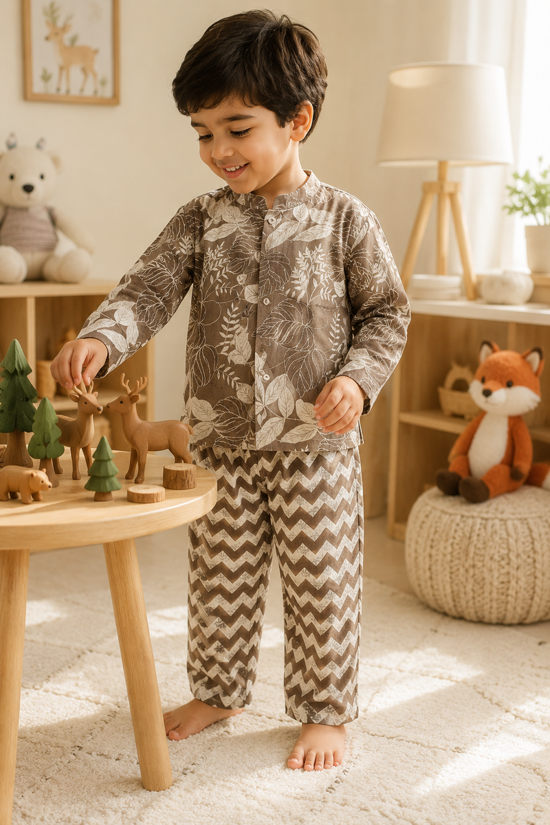 Beige Floral -  Baby 100% Cotton Coord Set