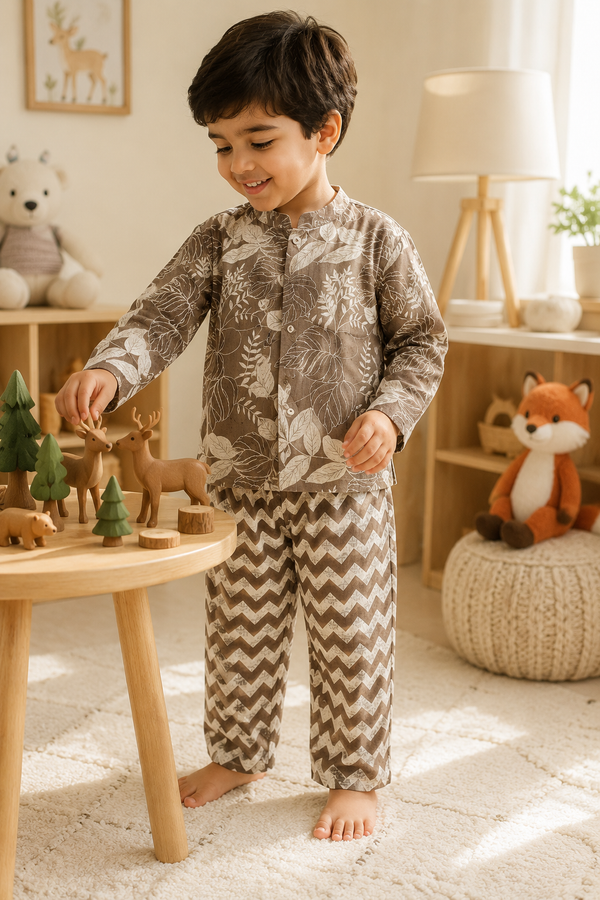 Beige Floral -  Baby 100% Cotton Coord Set