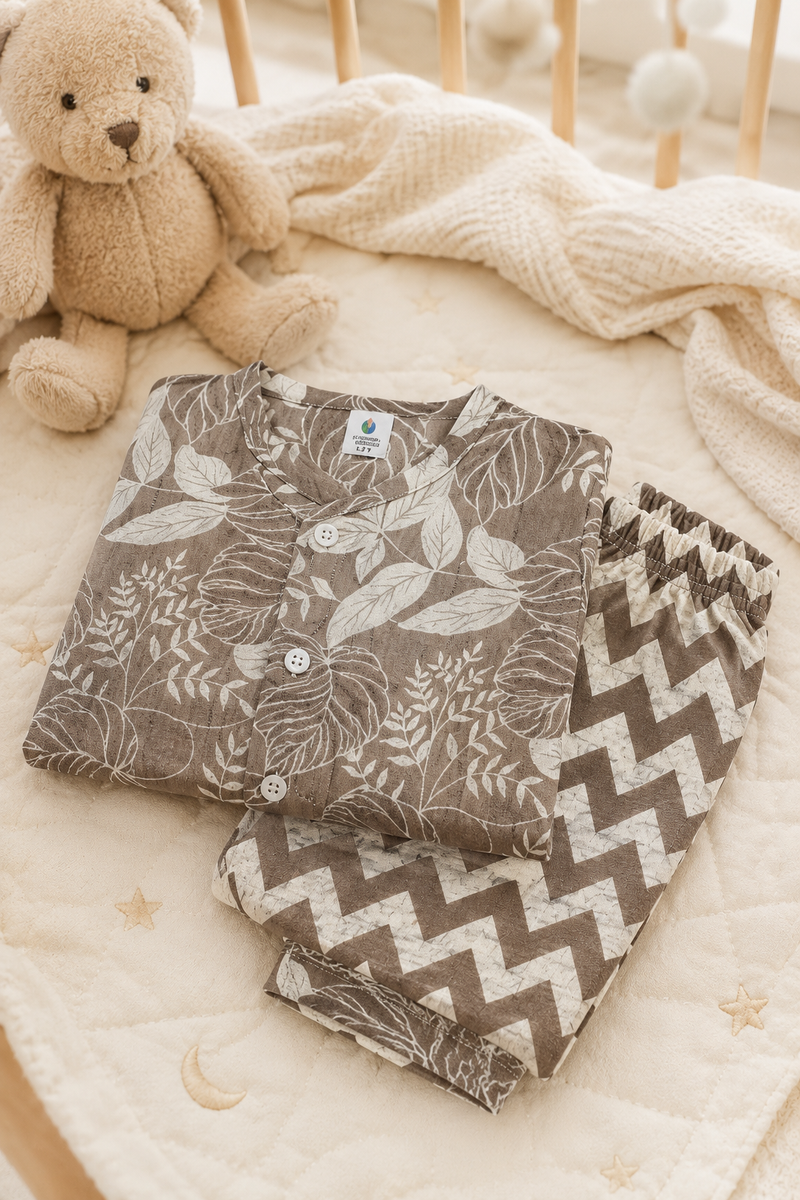Beige Floral -  Baby 100% Cotton Coord Set