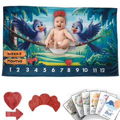 Birds - Milestone Blanket Quilt with 6 Milestone Cards and Markers