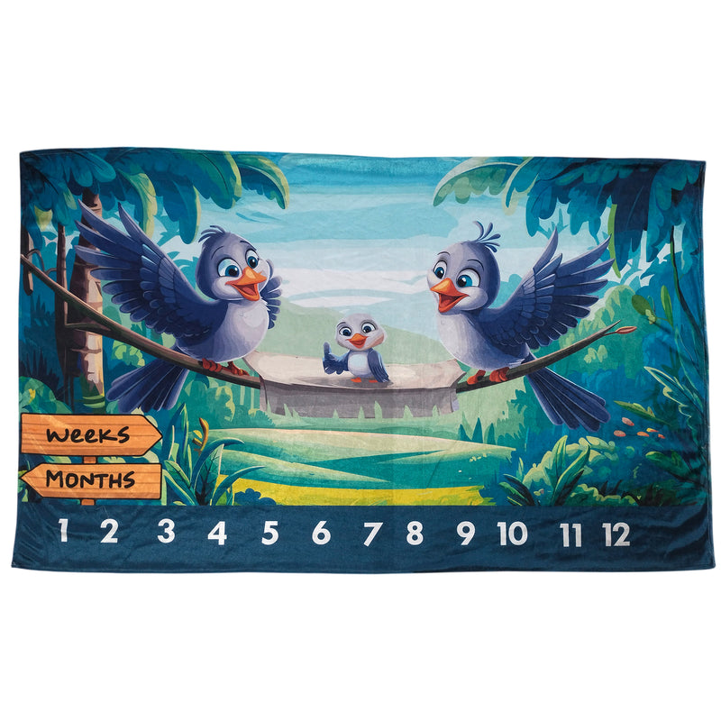 Birds - Milestone Blanket Quilt with 6 Milestone Cards and Markers