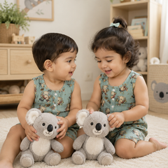 Teal Koala | Sleeveless | Unisex Romper Bodysuit | 100% Cotton Muslin for 0 to 2 Yrs