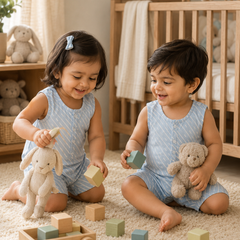 Sky Blue | Sleeveless | Unisex Romper Bodysuit | 100% Cotton Muslin for 0 to 2 Yrs