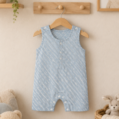 Sky Blue | Sleeveless | Unisex Romper Bodysuit | 100% Cotton Muslin for 0 to 2 Yrs