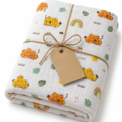 Muslin Swaddle for Infants 100 X 120 Cms - Orange Koala