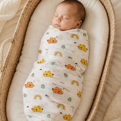 Muslin Swaddle for Infants 100 X 120 Cms - Orange Koala