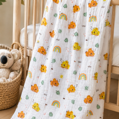 Muslin Swaddle for Infants 100 X 120 Cms - Orange Koala