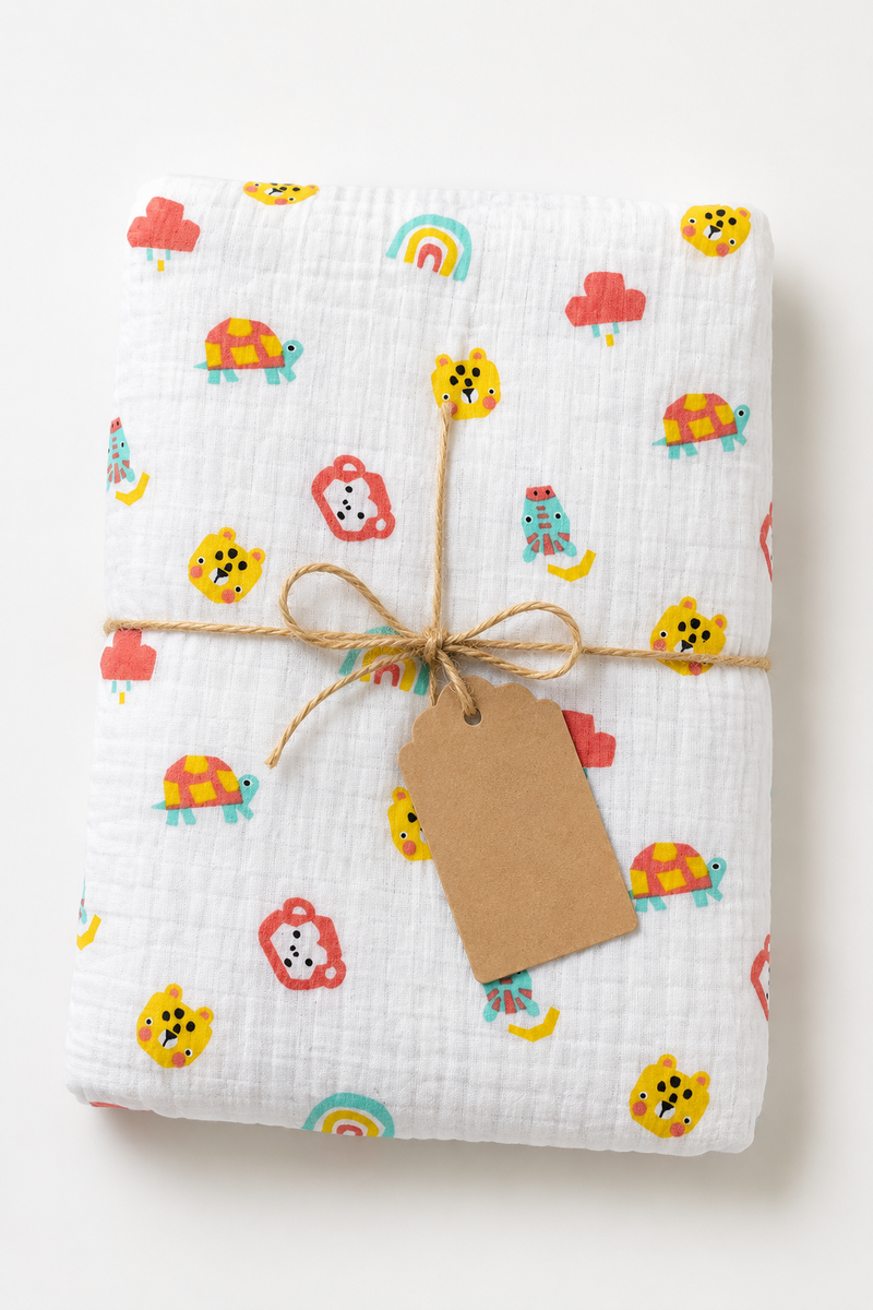 Muslin Swaddle for Infants 100 X 120 Cms - Turtle