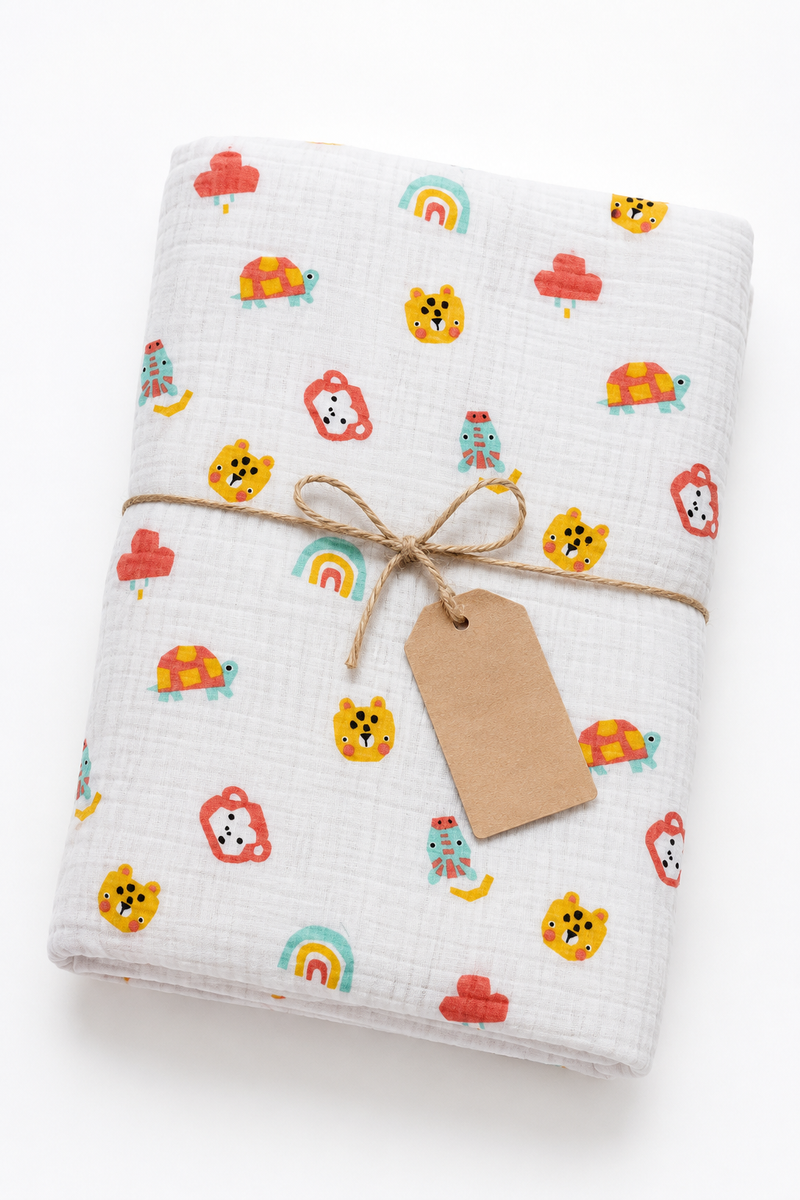 Muslin Swaddle for Infants 100 X 120 Cms - Turtle