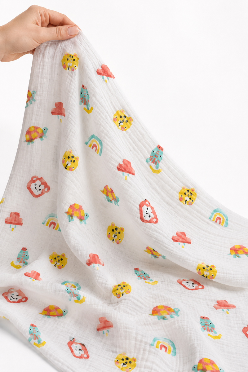 Muslin Swaddle for Infants 100 X 120 Cms - Turtle