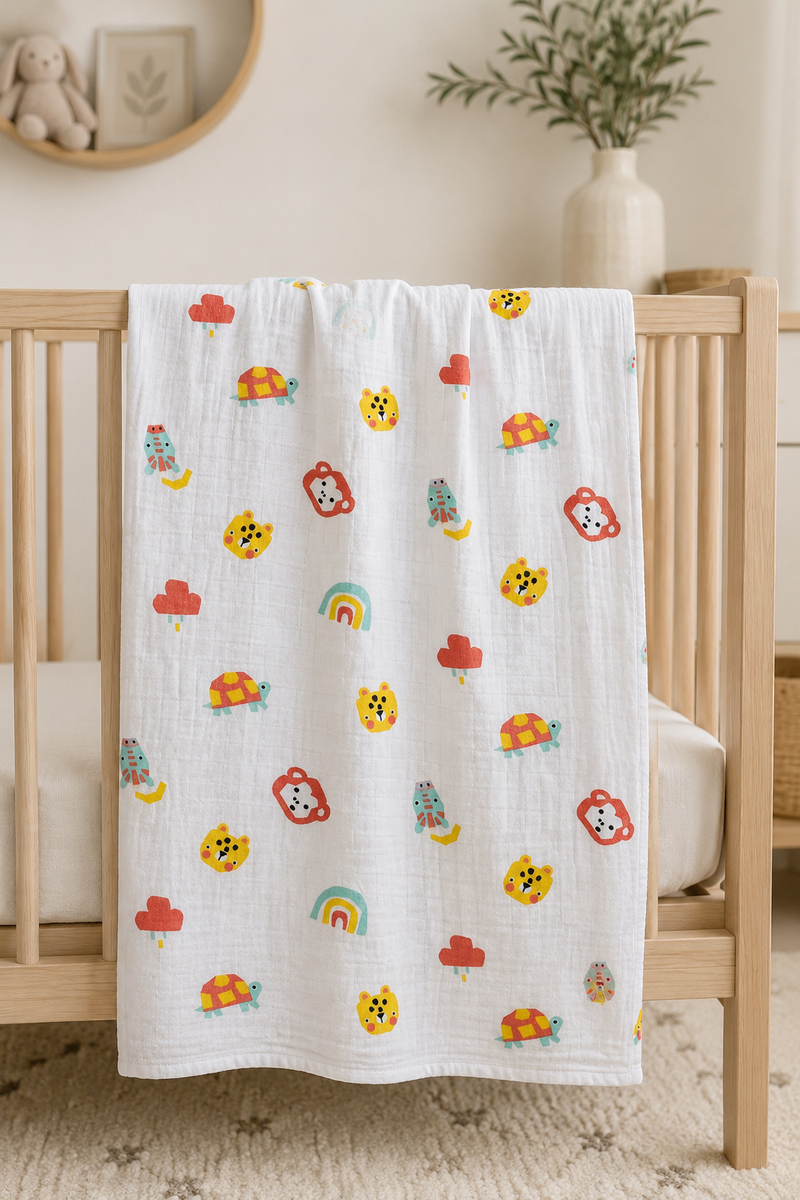 Muslin Swaddle for Infants 100 X 120 Cms - Turtle