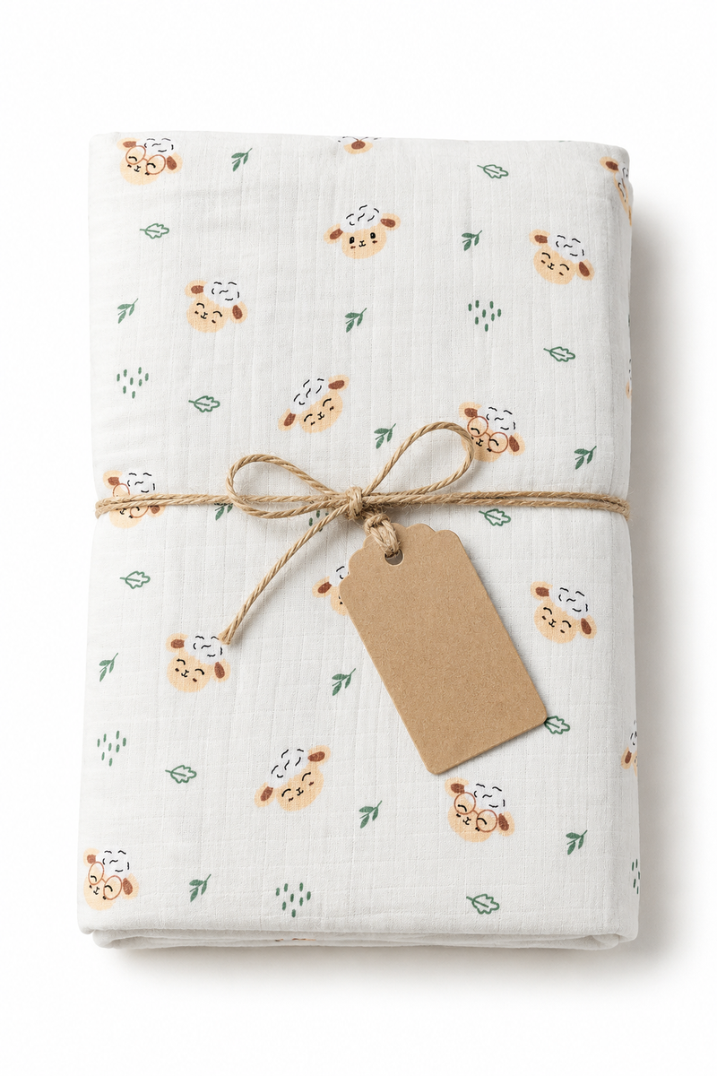 Muslin Swaddle for Infants 100 X 120 Cms - White Sheep
