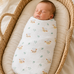 Muslin Swaddle for Infants 100 X 120 Cms - White Sheep