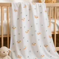 Muslin Swaddle for Infants 100 X 120 Cms - White Sheep