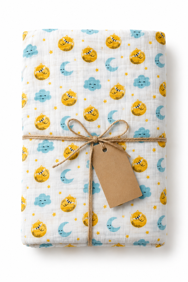 Muslin Swaddle for Infants 100 X 120 Cms - Sun N Moon